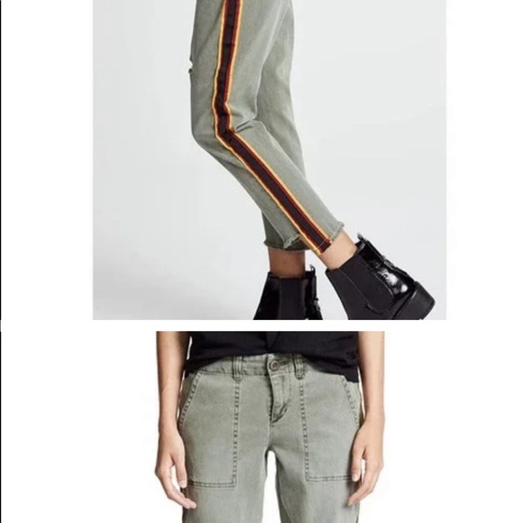 PAM AND GELA UNIFORM SIDE STRIPE STEP HEM ARMY PANT   GREEN SIZE 25 - Picture 2 of 5